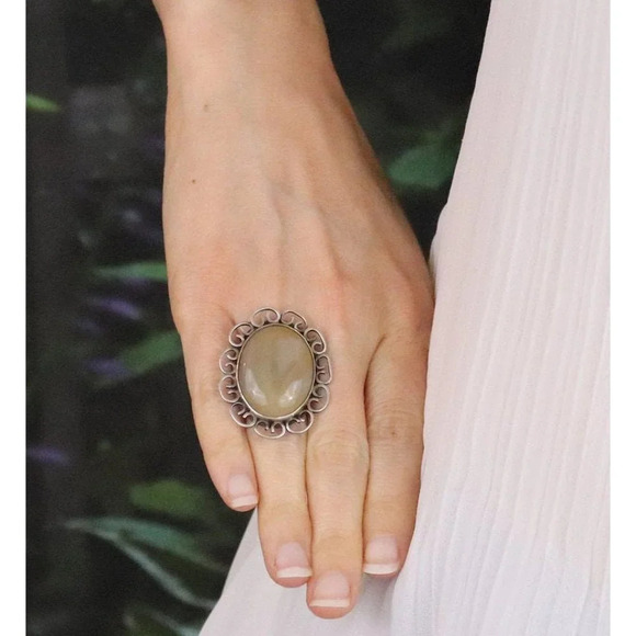 Sterling Silver Agate Ring Size 6 3/4 Large ring - Picture 2 of 7